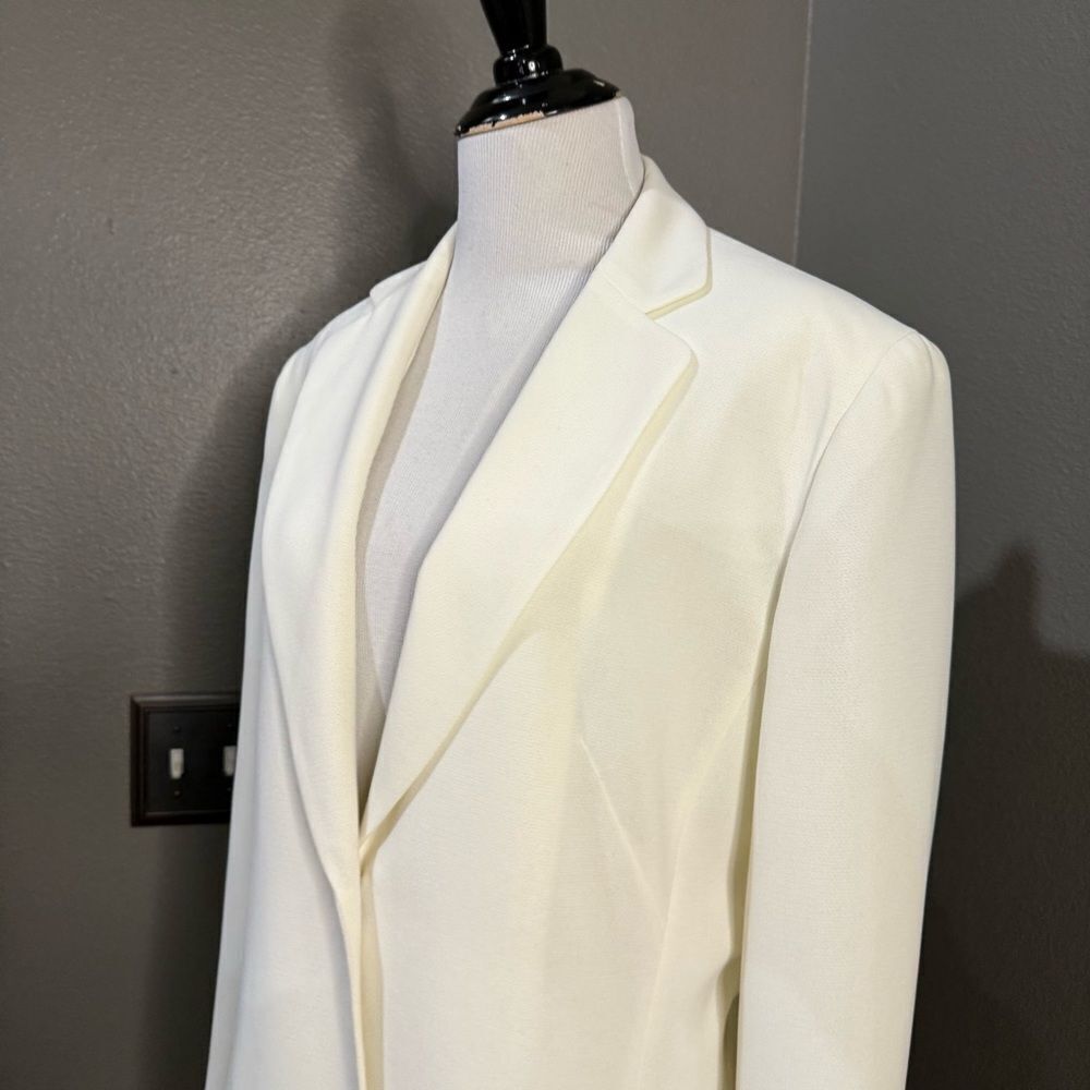 Vintage Jones wear Cream Crepe Single Button Blazer Jacket - Picture 4 of 11